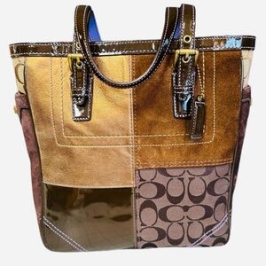 Coach Patchwork Leather and Suede Tote Bag Vintage
